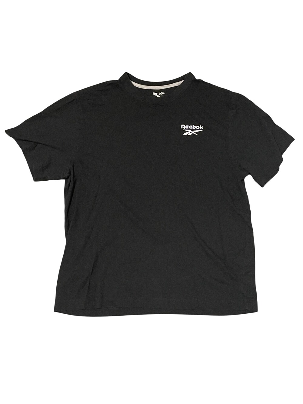 Reebok Shirt Mens Large Black Athletic Logo Tee Crew Neck Short Sleeve Training